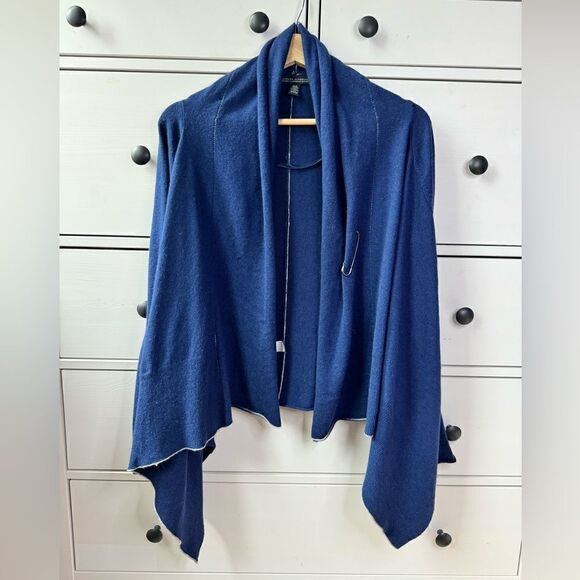 Banana Republic cashmere blend XS/S Blue Cardigan Shrug Luxury Wool Roll Sleeves - Picture 16 of 17